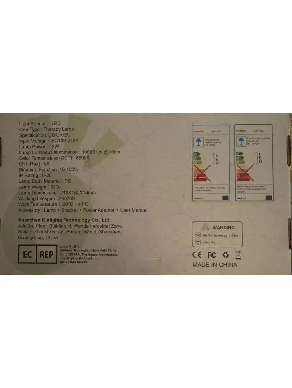 Solmore LED Sunlight Therapy Lamp - New in Box